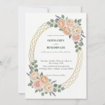 Mariage Élégant Fleur de Pêche & Treillis Doré Ova