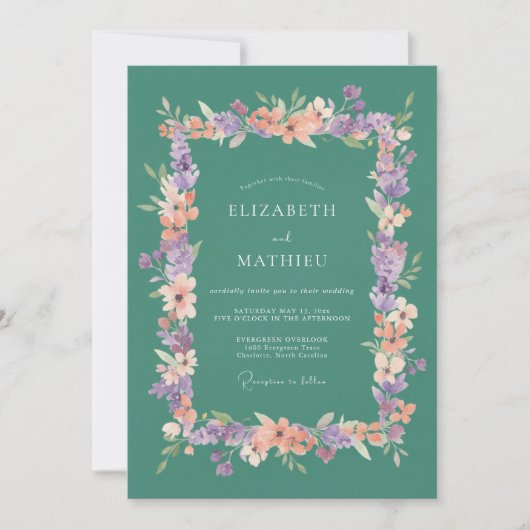 Invitation Mariage Élégant Fleur de Sauge (Devant)