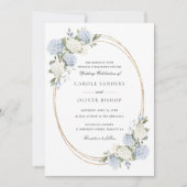 Invitation Mariage Élégant Fleur Hydrangea Bleu Verdure (Devant)