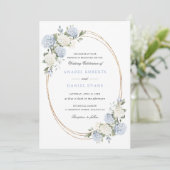 Invitation Mariage Élégant Fleur Hydrangea Bleu Verdure (Debout devant)