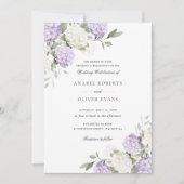 Invitation Mariage Élégant Fleur Hydrangea Violet Verdure (Devant)