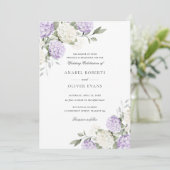 Invitation Mariage Élégant Fleur Hydrangea Violet Verdure (Debout devant)