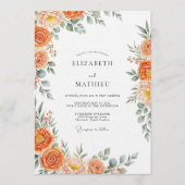 Invitation Mariage Élégant Fleur Orange (Devant)