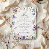 Invitation Mariage élégant Fleur sauvage Lavande Lilac Classy