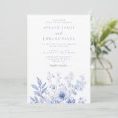 Invitation Mariage élégant Fleur sauvage vintage (Debout devant)