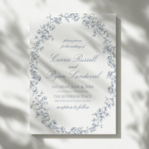Invitation Mariage Élégant Fleurs de Roses Bleues en Ligne Fi