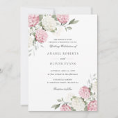 Invitation Mariage Élégant Fleurs Hydrangea Rose Verdure (Devant)