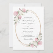 Invitation Mariage Élégant Fleurs Hydrangea Rose Verdure (Devant)