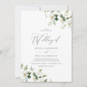 Invitation Mariage Élégant Fleurs Sauvages Blanches (Devant)