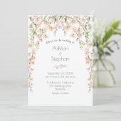 Invitation Mariage élégant Fleurs sauvages Floral Rose (Debout devant)