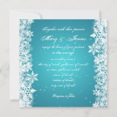 Invitation Mariage élégant Flocons de neige bleus en hiver (Dos)