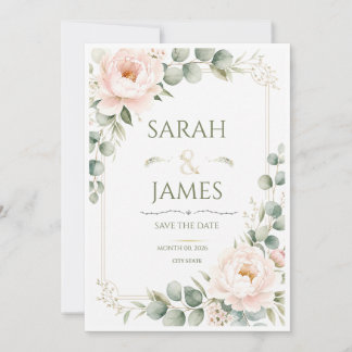 Invitation Mariage Élégant Floral Botanique Pastel Minimalist