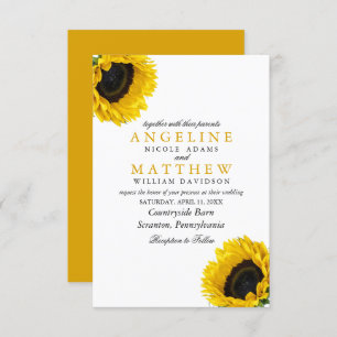 Invitation Mariage élégant floral d'aquarelle de fleur de Sun