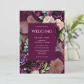 Invitation Mariage élégant floral de Bourgogne (Debout devant)