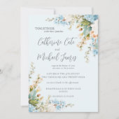 Invitation Mariage Élégant Floral Hydrangea Bleu Budget (Devant)