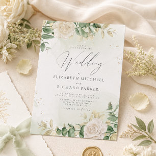Invitation Mariage Élégant Floral Moderne avec Feuillage