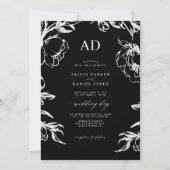 Invitation Mariage élégant floral noir (Devant)