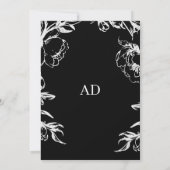 Invitation Mariage élégant floral noir (Dos)