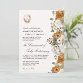 Invitation Mariage Élégant Floral Orange Clair de Grande Mess (Debout devant)