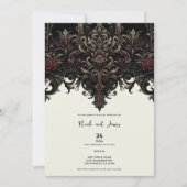 Invitation Mariage élégant floral orné gothique (Devant)