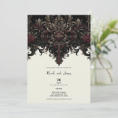 Invitation Mariage élégant floral orné gothique (Debout devant)