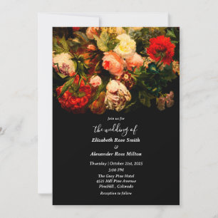 Invitation Mariage élégant floral sombre romantique fleurs