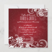 Invitation Mariage Élégant Floral Spirales Rouge (Dos)
