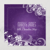 Invitation Mariage Élégant Floral Spirales Violet (Devant / Derrière)