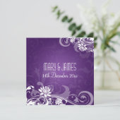 Invitation Mariage Élégant Floral Spirales Violet (Debout devant)