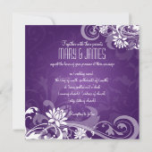 Invitation Mariage Élégant Floral Spirales Violet (Dos)