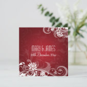 Invitation Mariage Élégant Floral Spires Rouge (Debout devant)