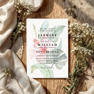 Invitation Mariage élégant floral tropical tahitien avec QR C