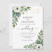 Invitation Mariage Élégant Floral Vert Sauge (Devant)