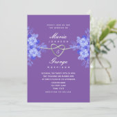 Invitation Mariage Élégant Floral Violet Bleu (Debout devant)