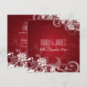 Invitation Mariage Élégant Florales en Spirale Rouge (Devant / Derrière)