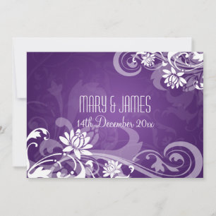 Invitation Mariage Élégant Florales Tourbillonnantes Violet