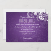 Invitation Mariage Élégant Florales Tourbillons Violet (Dos)