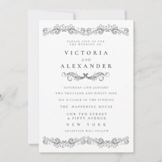 Invitation Mariage Élégant Flourir Noir Blanc à Tout Moment