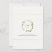 Invitation Mariage élégant Foliage Vert Or Blanc Floral (Dos)