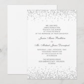 Invitation Mariage élégant Formel Blanc Paillettes Argentées (Devant / Derrière)