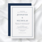 Invitation Mariage élégant formel bleu marine