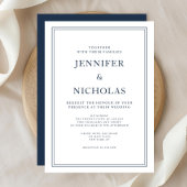 Invitation Mariage élégant formel bleu marine