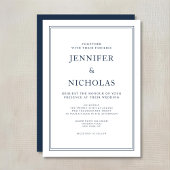 Invitation Mariage élégant formel bleu marine