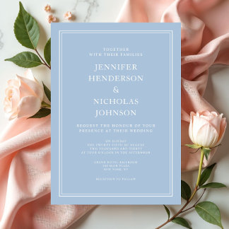 Invitation Mariage Élégant Formel Bleu Poudré