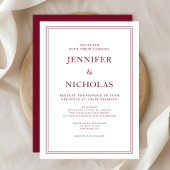 Invitation Mariage Élégant Formel Bordeaux