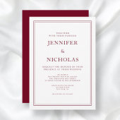 Invitation Mariage Élégant Formel Bordeaux