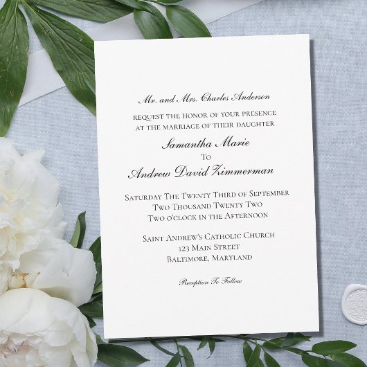 Invitation Mariage Élégant Formel Classique Traditionnel