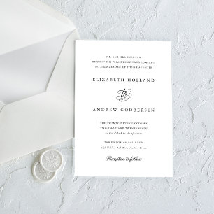 Invitation Mariage Élégant Formel Noir et Blanc