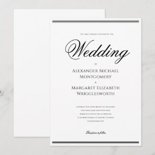 Invitation Mariage élégant formel noir et blanc