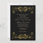 Invitation Mariage élégant Formel Noir et Or (Devant)
